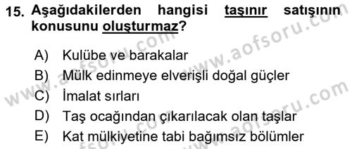 Borçlar Hukuku Dersi 2025 - 2026 Yılı (Final) Dönem Sonu Sınav Soruları 15. Soru