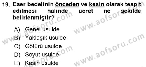 Borçlar Hukuku Dersi 2025 - 2026 Yılı (Final) Dönem Sonu Sınav Soruları 19. Soru