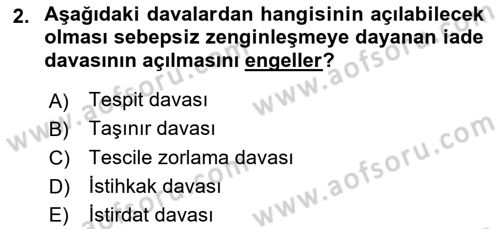 Borçlar Hukuku Dersi 2025 - 2026 Yılı (Final) Dönem Sonu Sınav Soruları 2. Soru