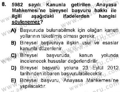 Hukukun Temel Kavramları 1 Dersi 2012 - 2013 Yılı (Final) Dönem Sonu Sınav Soruları 8. Soru