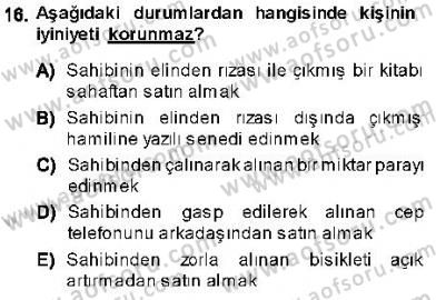 Hukukun Temel Kavramları 1 Dersi 2013 - 2014 Yılı (Final) Dönem Sonu Sınav Soruları 16. Soru