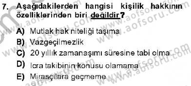 Hukukun Temel Kavramları 1 Dersi 2013 - 2014 Yılı (Final) Dönem Sonu Sınav Soruları 7. Soru