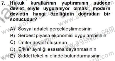 Hukukun Temel Kavramları 1 Dersi 2014 - 2015 Yılı (Vize) Ara Sınavı 7. Soru