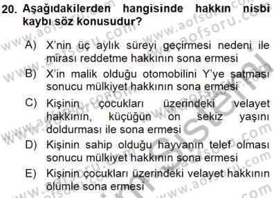 Hukukun Temel Kavramları 1 Dersi 2015 - 2016 Yılı (Final) Dönem Sonu Sınav Soruları 20. Soru