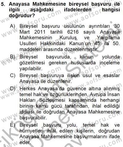 Hukukun Temel Kavramları 1 Dersi 2015 - 2016 Yılı (Final) Dönem Sonu Sınav Soruları 5. Soru