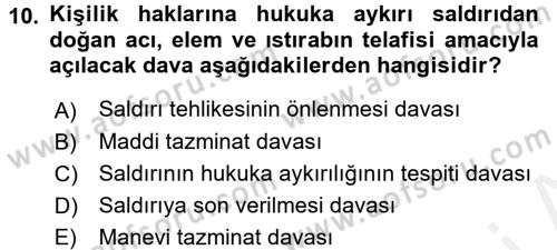 Hukukun Temel Kavramları 1 Dersi 2017 - 2018 Yılı 3 Ders Sınav Soruları 10. Soru
