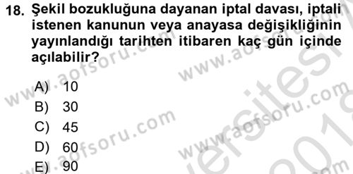 Hukukun Temel Kavramları 1 Dersi Ara Sınavı Deneme Sınav Soruları 18. Soru