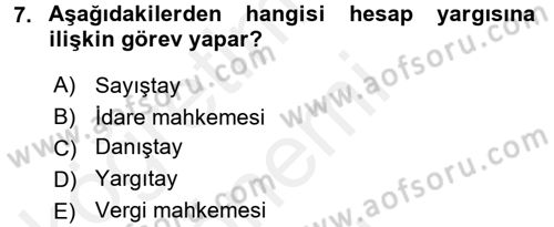 Hukukun Temel Kavramları 1 Dersi 2017 - 2018 Yılı (Final) Dönem Sonu Sınav Soruları 7. Soru