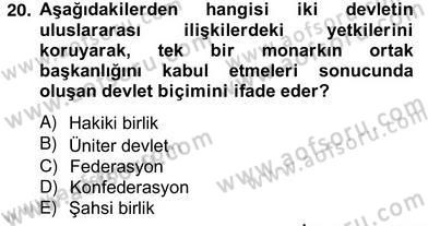 Hukukun Temel Kavramları 2 Dersi 2012 - 2013 Yılı (Vize) Ara Sınav Soruları 20. Soru