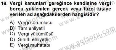Hukukun Temel Kavramları 2 Dersi 2013 - 2014 Yılı Tek Ders Sınav Soruları 16. Soru