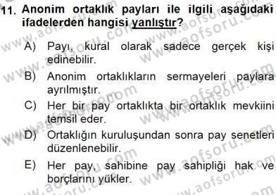 Hukukun Temel Kavramları 2 Dersi 2015 - 2016 Yılı (Vize) Ara Sınav Soruları 11. Soru