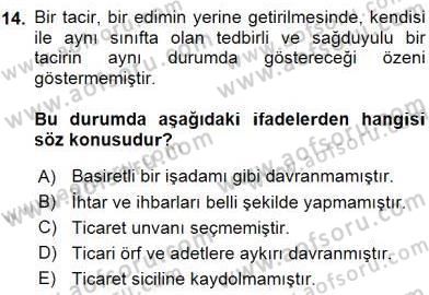 Hukukun Temel Kavramları 2 Dersi 2015 - 2016 Yılı (Vize) Ara Sınav Soruları 14. Soru