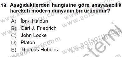Hukukun Temel Kavramları 2 Dersi 2015 - 2016 Yılı (Vize) Ara Sınav Soruları 19. Soru