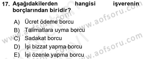 Hukukun Temel Kavramları 2 Dersi 2017 - 2018 Yılı 3 Ders Sınav Soruları 17. Soru