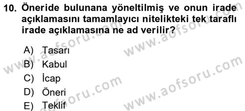 Hukukun Temel Kavramları 2 Dersi 2017 - 2018 Yılı (Vize) Ara Sınav Soruları 10. Soru
