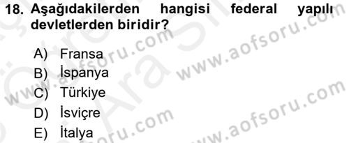 Hukukun Temel Kavramları 2 Dersi 2017 - 2018 Yılı (Vize) Ara Sınav Soruları 18. Soru