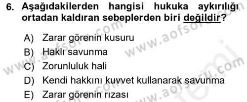 Hukukun Temel Kavramları 2 Dersi 2017 - 2018 Yılı (Vize) Ara Sınavı 6. Soru