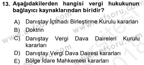 Hukukun Temel Kavramları 2 Dersi 2017 - 2018 Yılı (Final) Dönem Sonu Sınav Soruları 13. Soru