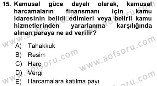 Hukukun Temel Kavramları 2 Dersi 2017 - 2018 Yılı (Final) Dönem Sonu Sınav Soruları 15. Soru