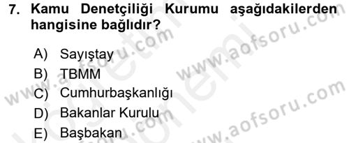 Hukukun Temel Kavramları 2 Dersi 2017 - 2018 Yılı (Final) Dönem Sonu Sınav Soruları 7. Soru