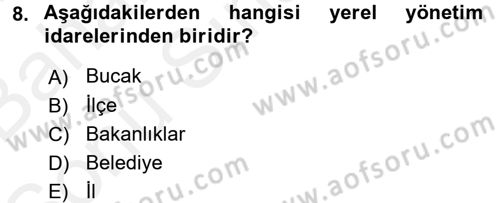 Hukukun Temel Kavramları 2 Dersi 2017 - 2018 Yılı (Final) Dönem Sonu Sınav Soruları 8. Soru