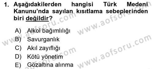 Hukukun Temel Kavramları 2 Dersi 2018 - 2019 Yılı (Vize) Ara Sınav Soruları 1. Soru