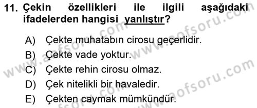 Hukukun Temel Kavramları 2 Dersi 2018 - 2019 Yılı (Vize) Ara Sınav Soruları 11. Soru