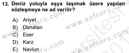 Hukukun Temel Kavramları 2 Dersi 2018 - 2019 Yılı (Vize) Ara Sınav Soruları 13. Soru