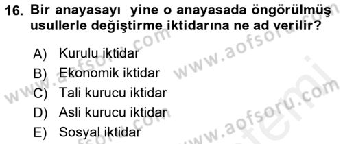 Hukukun Temel Kavramları 2 Dersi 2018 - 2019 Yılı (Vize) Ara Sınav Soruları 16. Soru