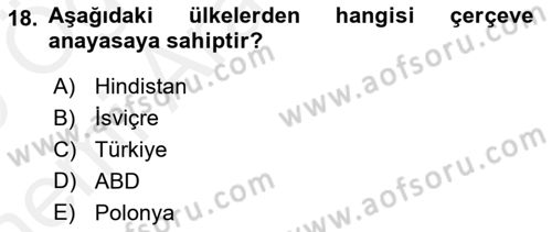 Hukukun Temel Kavramları 2 Dersi 2018 - 2019 Yılı (Vize) Ara Sınav Soruları 18. Soru