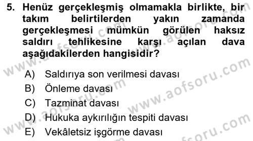 Hukukun Temel Kavramları 2 Dersi 2018 - 2019 Yılı (Vize) Ara Sınav Soruları 5. Soru