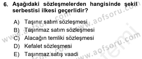 Hukukun Temel Kavramları 2 Dersi 2018 - 2019 Yılı (Vize) Ara Sınav Soruları 6. Soru