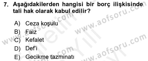 Hukukun Temel Kavramları 2 Dersi 2018 - 2019 Yılı (Vize) Ara Sınav Soruları 7. Soru