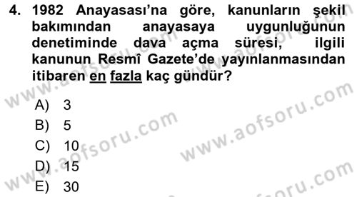 Hukukun Temel Kavramları 2 Dersi Ara Sınavı Deneme Sınav Soruları 4. Soru