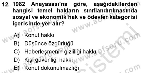 Hukukun Temel Kavramları 2 Dersi 2021 - 2022 Yılı Yaz Okulu Sınav Soruları 12. Soru