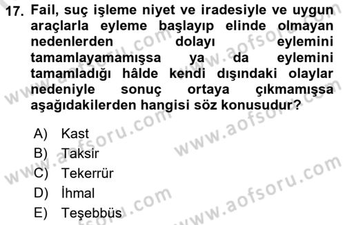 Hukukun Temel Kavramları 2 Dersi 2021 - 2022 Yılı Yaz Okulu Sınav Soruları 17. Soru