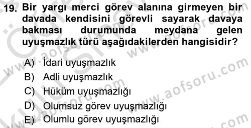 Hukukun Temel Kavramları 2 Dersi 2021 - 2022 Yılı Yaz Okulu Sınav Soruları 19. Soru