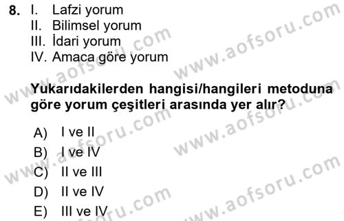 Hukukun Temel Kavramları 2 Dersi 2021 - 2022 Yılı Yaz Okulu Sınav Soruları 8. Soru