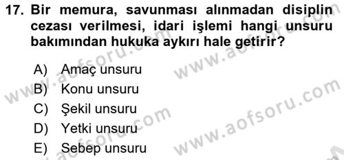 Hukukun Temel Kavramları 2 Dersi 2022 - 2023 Yılı (Vize) Ara Sınav Soruları 17. Soru