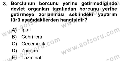 Hukukun Temel Kavramları 2 Dersi 2022 - 2023 Yılı (Vize) Ara Sınav Soruları 8. Soru