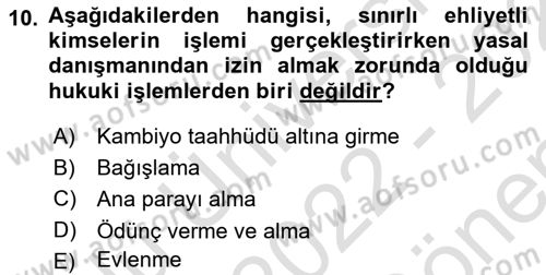 Hukukun Temel Kavramları 2 Dersi 2022 - 2023 Yılı (Final) Dönem Sonu Sınav Soruları 10. Soru