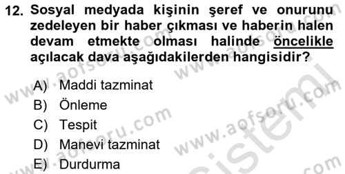Hukukun Temel Kavramları 2 Dersi 2022 - 2023 Yılı (Final) Dönem Sonu Sınav Soruları 12. Soru