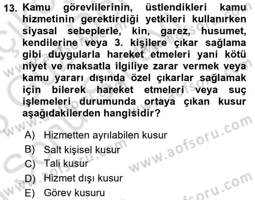 Hukukun Temel Kavramları 2 Dersi 2022 - 2023 Yılı (Final) Dönem Sonu Sınav Soruları 13. Soru