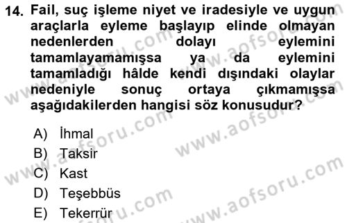 Hukukun Temel Kavramları 2 Dersi 2022 - 2023 Yılı (Final) Dönem Sonu Sınav Soruları 14. Soru