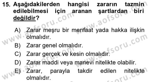 Hukukun Temel Kavramları 2 Dersi 2022 - 2023 Yılı (Final) Dönem Sonu Sınav Soruları 15. Soru