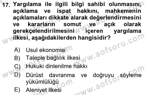Hukukun Temel Kavramları 2 Dersi 2022 - 2023 Yılı (Final) Dönem Sonu Sınav Soruları 17. Soru