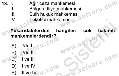 Hukukun Temel Kavramları 2 Dersi 2022 - 2023 Yılı (Final) Dönem Sonu Sınav Soruları 18. Soru