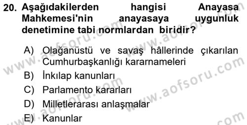 Hukukun Temel Kavramları 2 Dersi 2022 - 2023 Yılı (Final) Dönem Sonu Sınav Soruları 20. Soru