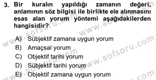 Hukukun Temel Kavramları 2 Dersi 2022 - 2023 Yılı (Final) Dönem Sonu Sınav Soruları 3. Soru
