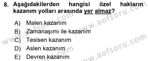 Hukukun Temel Kavramları 2 Dersi 2022 - 2023 Yılı (Final) Dönem Sonu Sınav Soruları 8. Soru